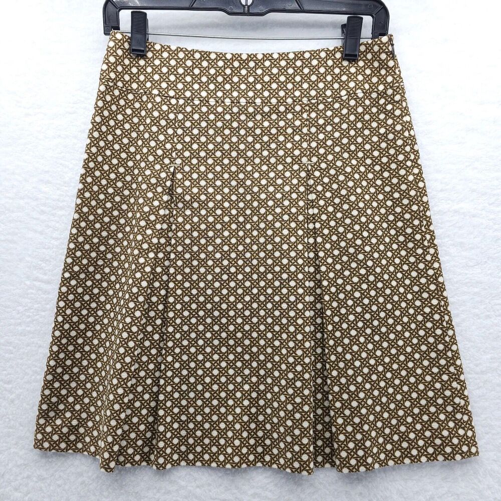 Talbots A-Line Skirt Womens 2P Multicolor Geometric Print Lined Pleated Side Zip